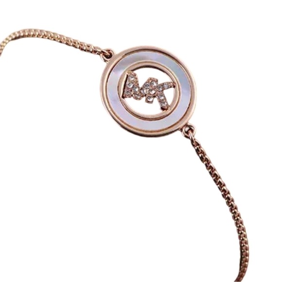 MICHAEL KORS • Rose Gold Slider Pearl Logo Bracelet - Picture 2 of 3